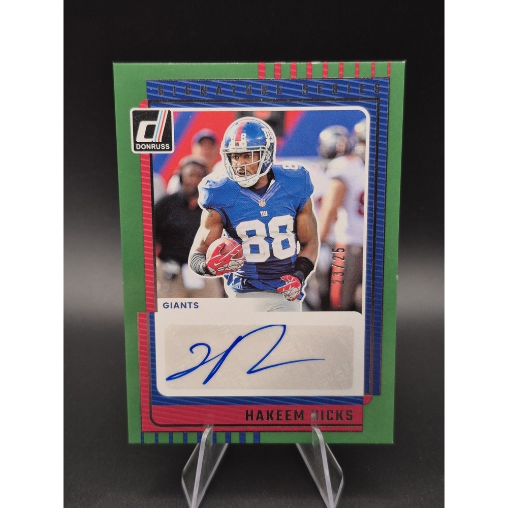 2025 Panini Donruss Hakeem Nicks #SS-32 Signature Series Green /25 (AU) Giants‎